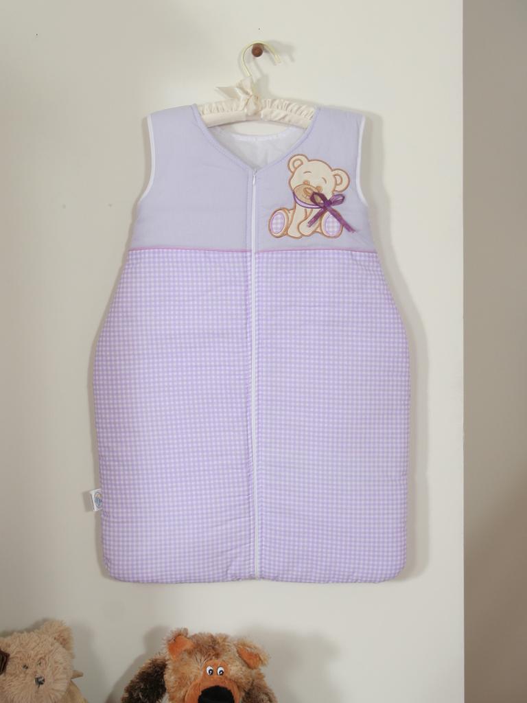 Cotton Baby Sleeping Bag M 6-12 Months Tog 2.5 All-Season Insulated Purple Bear with Bow