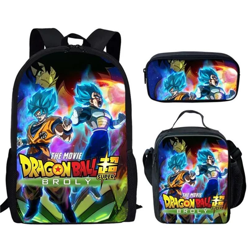 Animation seven dragon ball backpack, primary and secondary school schoolbag, satchel, shoulder bag, pencil case three-piece set