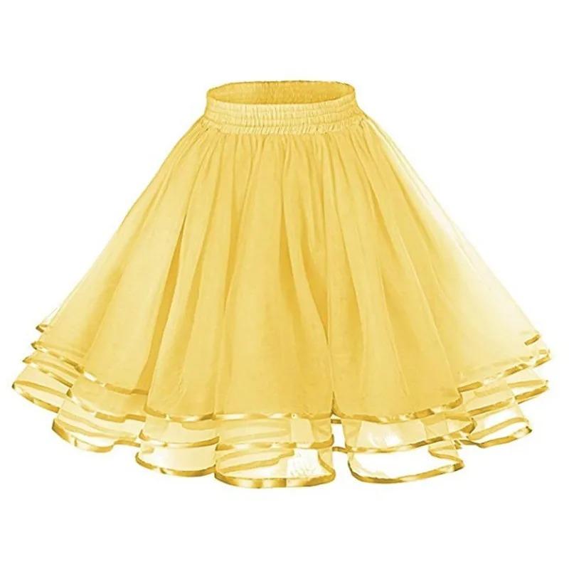 Women Petticoat Tutu Under Skirts Crinoline Three Layers Ribbon Gauze Tulle Skirt Vintage Bridal Slips Rockabilly