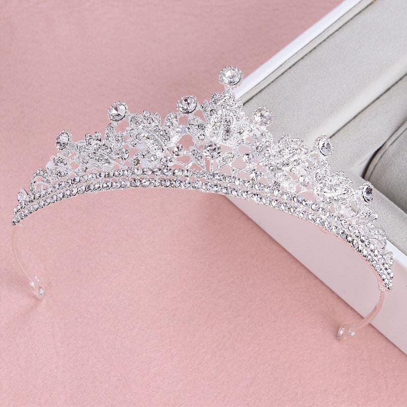 Hochzeit Haar Tiara Kristall Braut Tiara Krone Silber Farbe Diadem Schleier Tiaras Hochzeit Haarschmuck Kopfschmuck Kopfschmuck