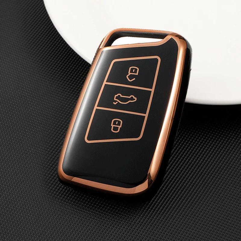 Soft TPU Car Remote Key Case Cover Shell For VW Volkswagen Passat B8 Magotan For Skoda Kodiaq Superb A7 Smart Keyless