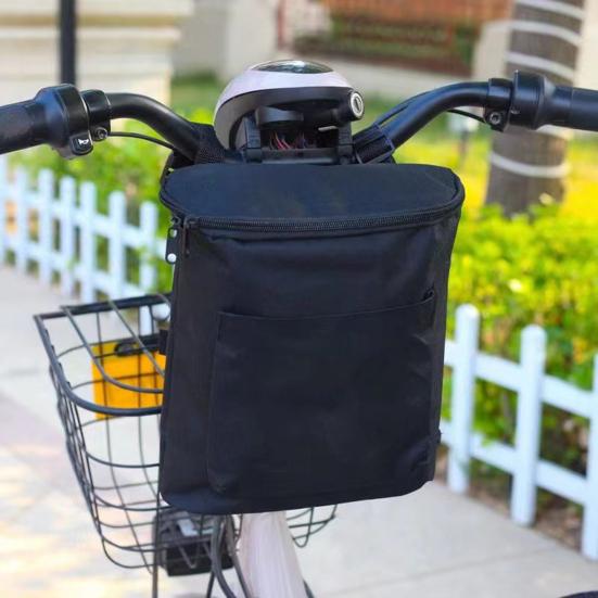 Electric Bicycle Handlebar Storage Bag Waterproof Oxford Cloth Large Capacity Universal E-bike Motorcycle Handlebar Organizer Zipper Bag