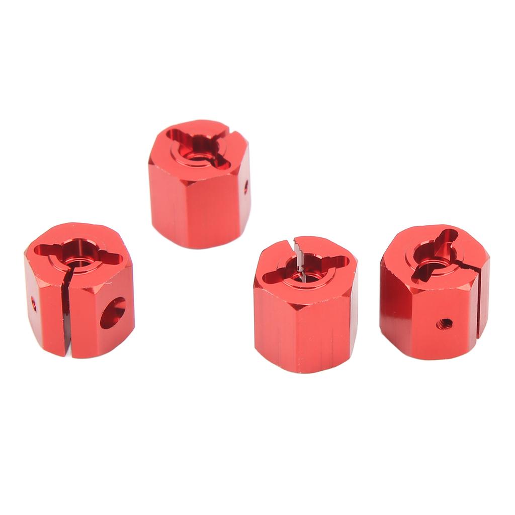 4PCS 12mm Hex Adapter Aluminum Alloy 12mm Wheel Hex Hub Drive Adapters for Axial SCX10 90046 for D90 1 10 RC Car Red