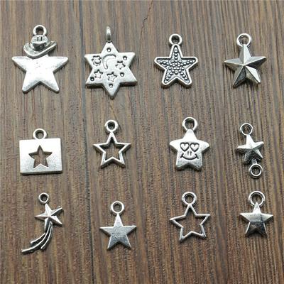 40 Stück Stern Anhänger Antik Silber Farbe Stern Anhänger Schmuck Zubehör DIY Winzige Teer Anhänger