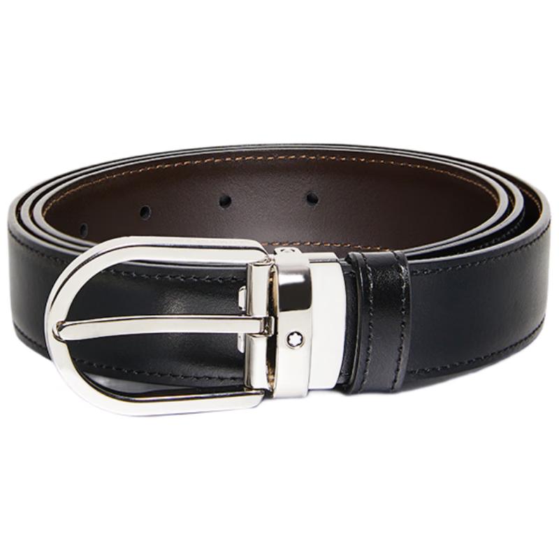Montblanc Двусторонний кожаный ремень 3 см с овальной пряжкой-штифтом One Size