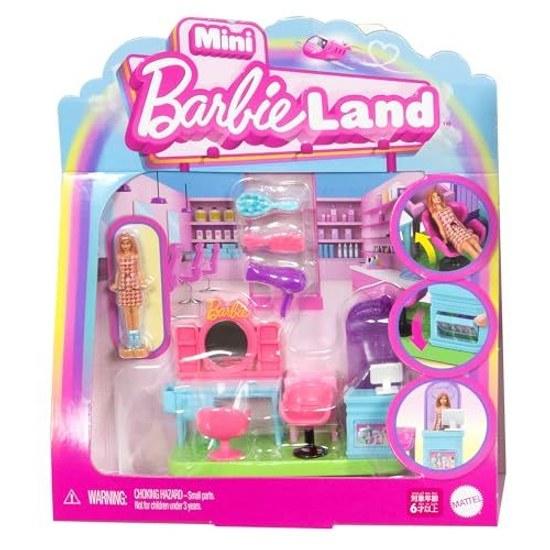 Barbie Mini Land Friseursalon Verkleidepuppe Puppenhaus Rollenspiel Rollenspiel Mikro-Puppe Enthalten Spielset Ab 6 Jahren Rosa JCR32