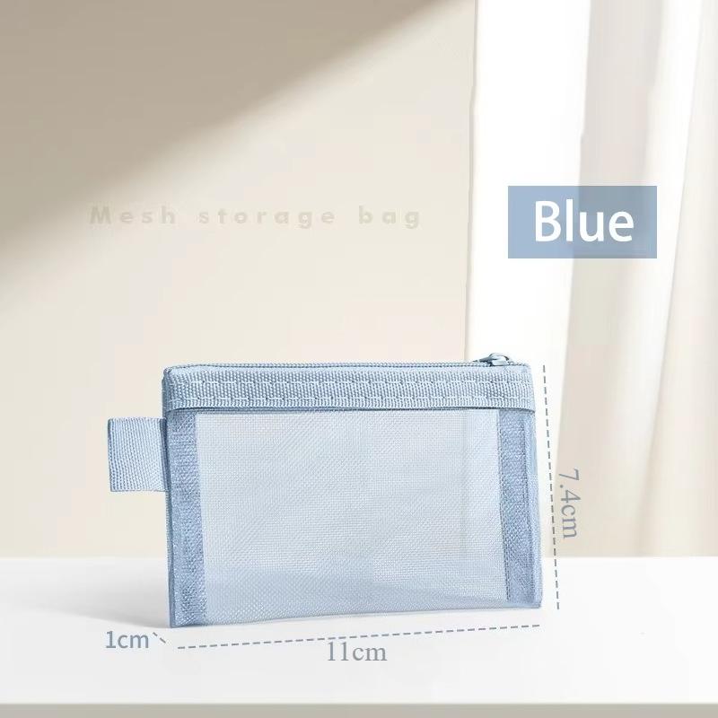 1PC Portable Mini Zipper Mesh Storage Bag New Coin Purse Small Square Mesh Coin Purse Travel Storage Carry Pouch with Zippered