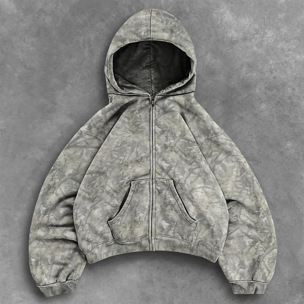 Women's Full Zip Hoodie Realtree Tree Camo 3D Print Long Sleeve Oversized Casual Streetwear Hooded Sweatshirt