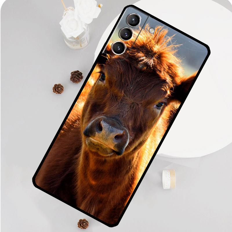 Funny Cow Face Phone Case For Samsung Galaxy S25 S26 Ultra S20 S21 S22 S23 S24 Plus S10 S25 FE Funda Cover