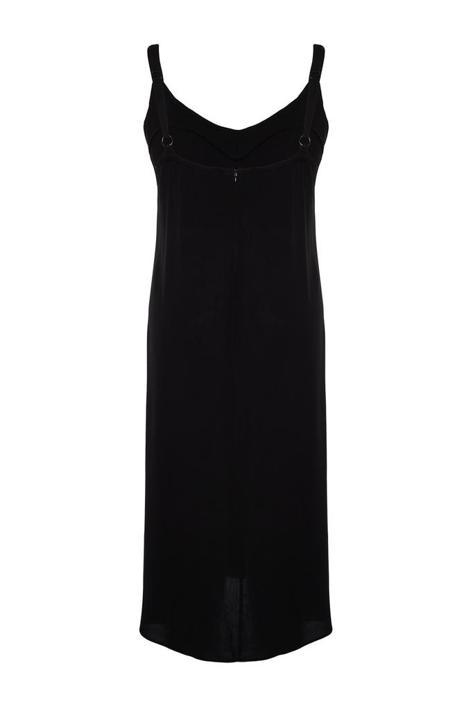 Schwarzes, geschlitztes Webkleid TBSSS22EL1094..