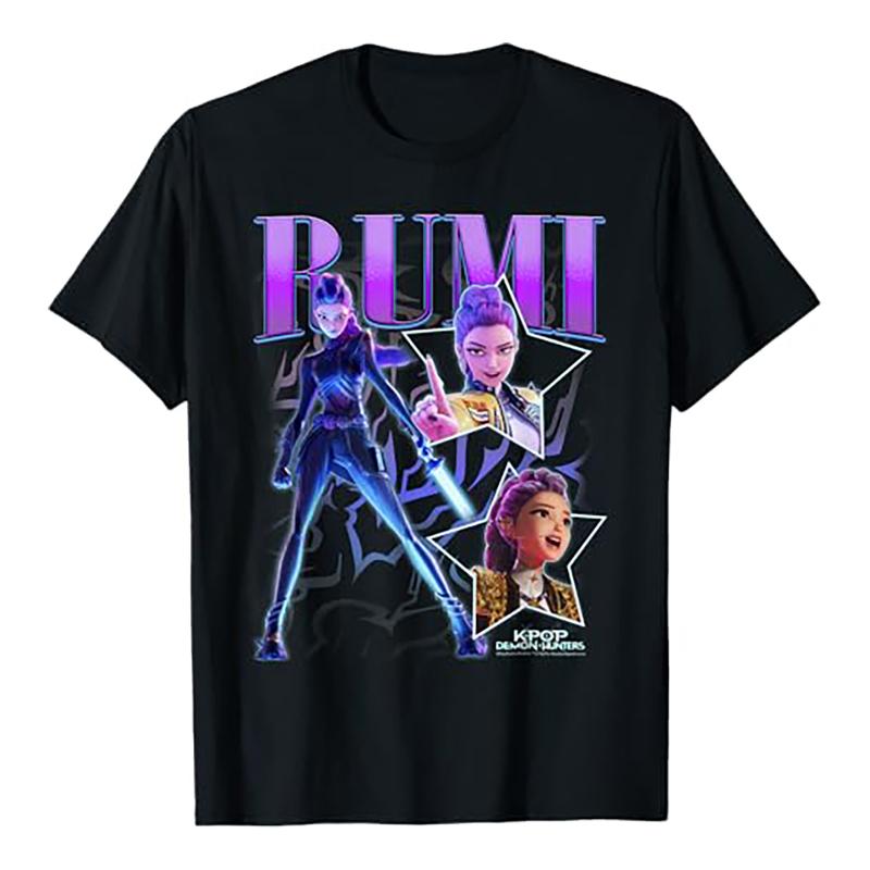 K-pop Demon Hunter Rumi Mira Zpey Movie Pattern T-Shirt Unisex Original Harajuku Style High-Quality Cotton T-Shirt Streetwear
