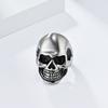 Black Classic Matte Brushed Skull Titanium Steel Ring for Men Hip Hop Stainless Steel Punk Jewellery Rapper's Finger Ring