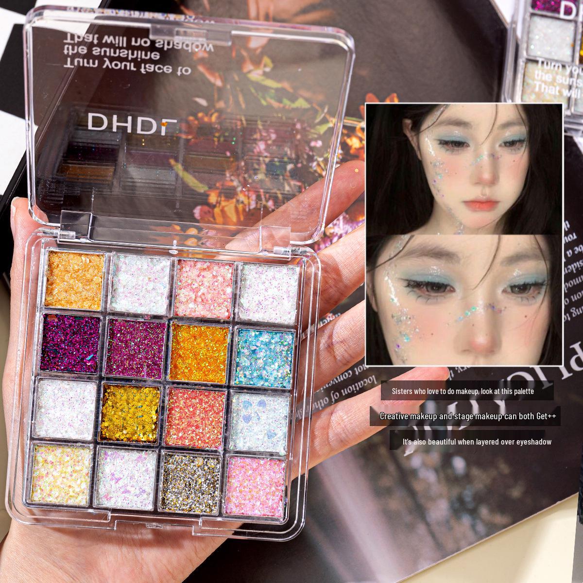 

DHDL 16-Color Glitter Gel Eyeshadow: No-Glue, Long-Lasting Performance Makeup 20g