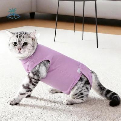 Elastic Cat Recovery Suit Adjustable Soft Breathable Anti-Licking Bodysuit Protective Washable Pet Soothing Clothes Cat Weaning