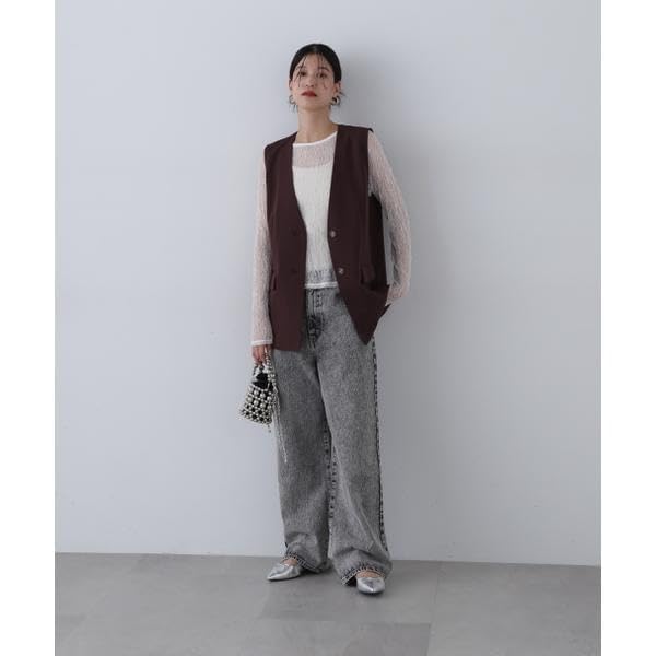 Natural Beauty Sheer Flower [N Basic] Top, Women's, Off-White