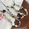 Bear Puppy Beading Mobile Phone Lanyard Wristband Chain Anti-Lost Phone Strap Beads Bag Charm Keychain For Xiaomi For Iphone