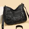 Genuine Leather Multi-Compartment Crossbody Bag - Versatile, Large Capacity Fashion Shoulder Bag for Women