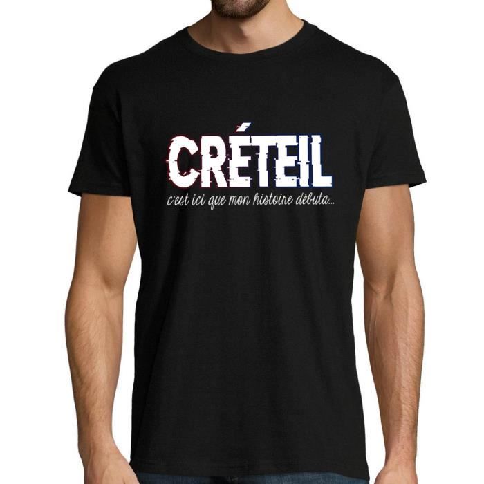T-shirt homme - Créteil - Noir - Manches courtes - Col arrondi