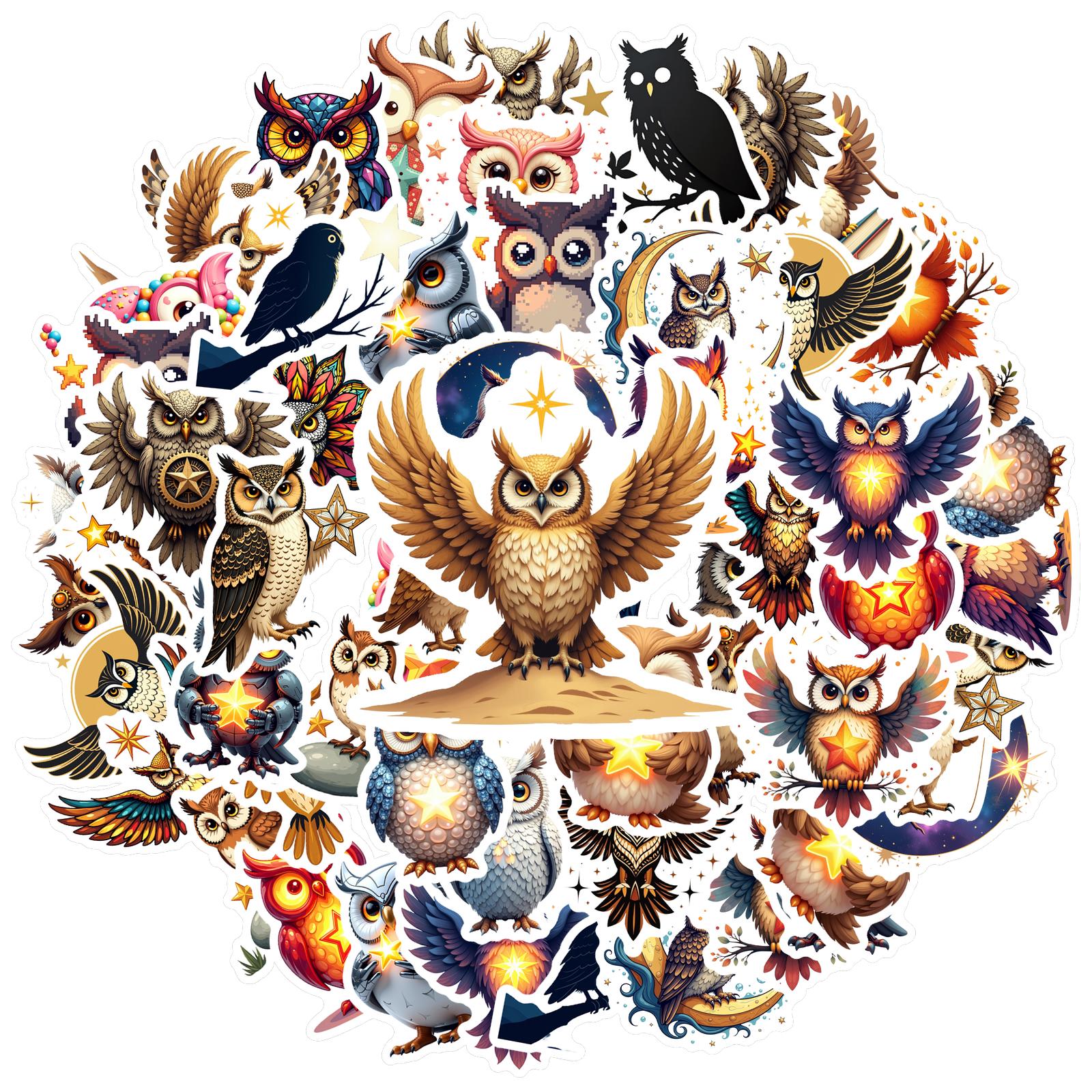 

35-200pcs Funny Owl Stickers Cartoon Animal Decals Laptop Phone Luggage Diary Decor S Stickers Teacher Reward Stickers