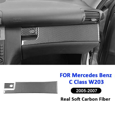 Carbon Fiber Car Co-pilot Dashboard Storage Box Key Lock Trim Strips Decoration Sticker For Mercedes Benz C Class W203 2005-2007