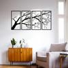 Oszałamiająca 4-częściowa metalowa dekoracja ścienna Drzewo Życia - Czarne gałęzie do dekoracji wewnętrznej/zewnętrznej | Idealny prezent na parapetówkę