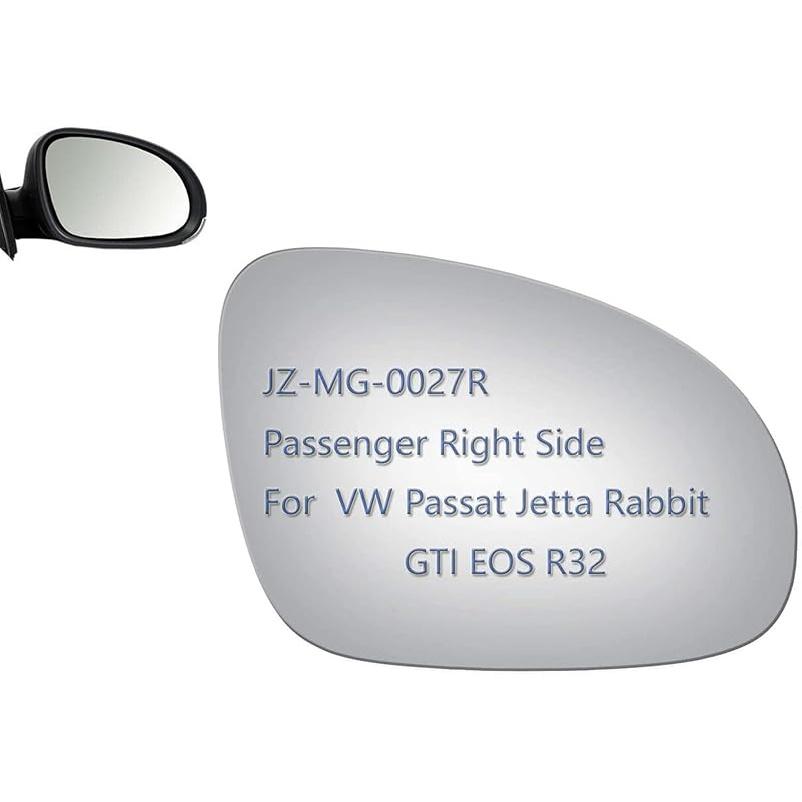 JZSUPER Side Mirror Glass Fit For Volkswagen VW Passat Jetta Rabbit GTI Eos R32, Passenger Right Side RH Replacement Rearview Convex Glass, Non Passenger Right Side Mirr