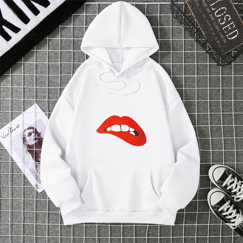 Autumn Lips Slip Printed Loose-Fit Long Sleeve Women's Casual Slimming Harajuku Style Trendy Base Layer Top