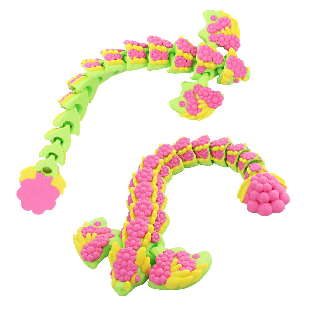 3D Printed Flower Dragon, Movable Dragon Ornaments With Wings And Joints, Multi-Color 3D Printing Technology Toys And Gifts