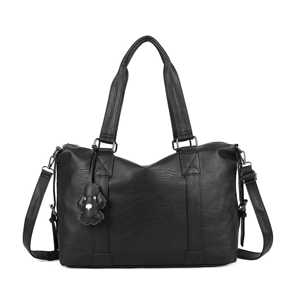 

Большая вместимость, черные сумки через плечо для женщин, большая сумка для покупок, однотонная мягкая кожаная сумка через плечо, женская дорожная сумка-тоут чёрный