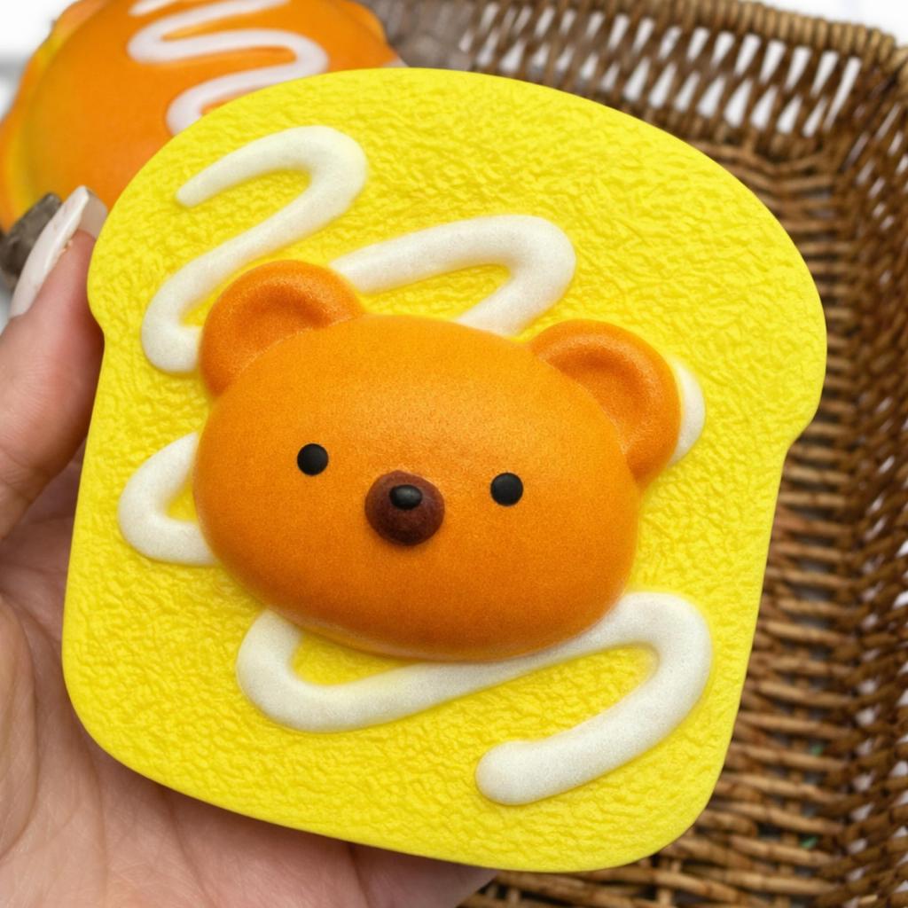 [KOREWA] [Go viral on social media!] 4-piece set of bread-shaped squishy toys. Soft and fluffy, these cute bread-shaped squishies are perfect for phot