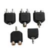 2pcs Home Black TV Y Splitter Audio Adapter Converter 3.5mm To 2 RCA Female Male
