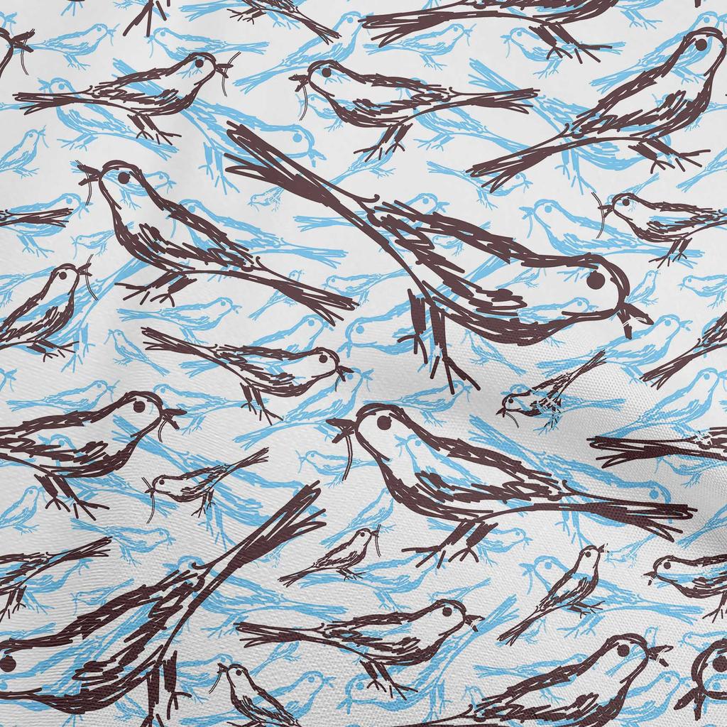 oneOone Cotton Flex Dark Dusty Blue Fabric Bird Diy Clothing Quilting Fabric Print Fabric By Yard 40 Inch