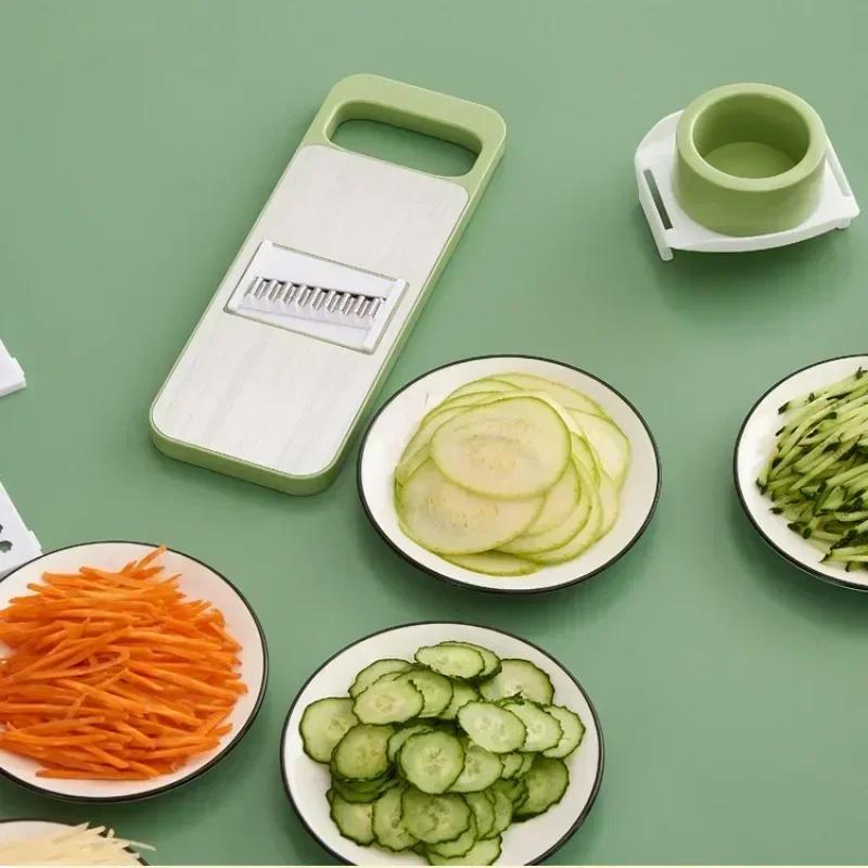Kitchen 5 In 1 Stainless Steel Multifunctional Safe Manual Vegetable Slicer Cutter Potato Shredders Garlic Carrot Grater Chopper