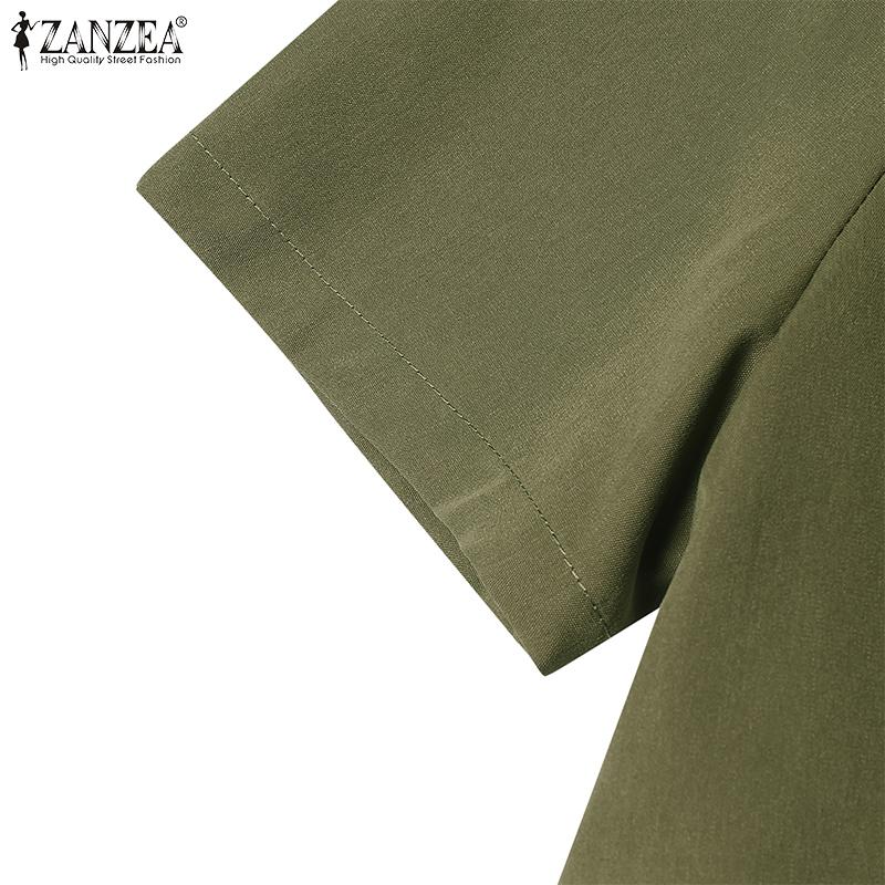 ZANZEA Womens Summer Casual Elegant Short Sleeve Dress