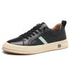 European New Shoes for Men Genuine Leather Casual Shoes Spring High End Striped Flat Skateboard Shoes Cow Leather Sneakers 45-48