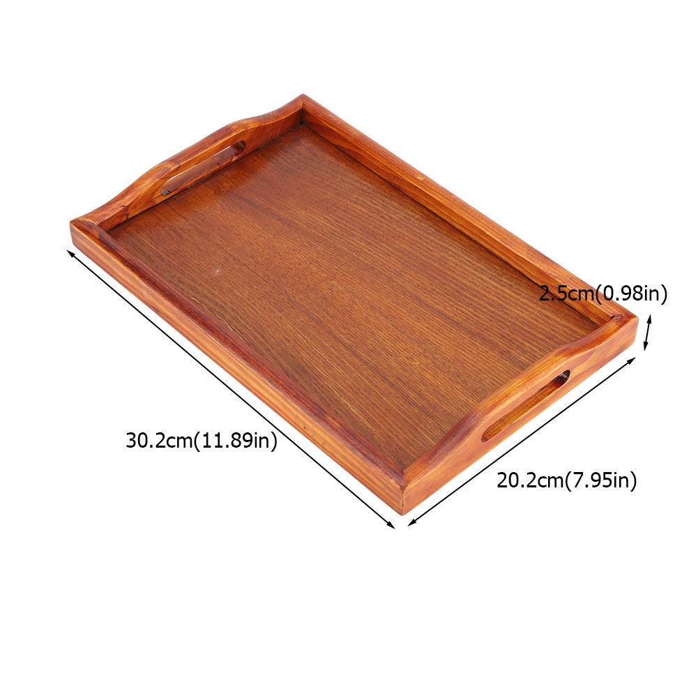 Wooden Serving Tray, 11.89 X 7.95 Inches, Rectangular Wooden Serving Platter with Rustic Handles for Breakfast in Bed, Coffee Table, Kitchen, Dining R
