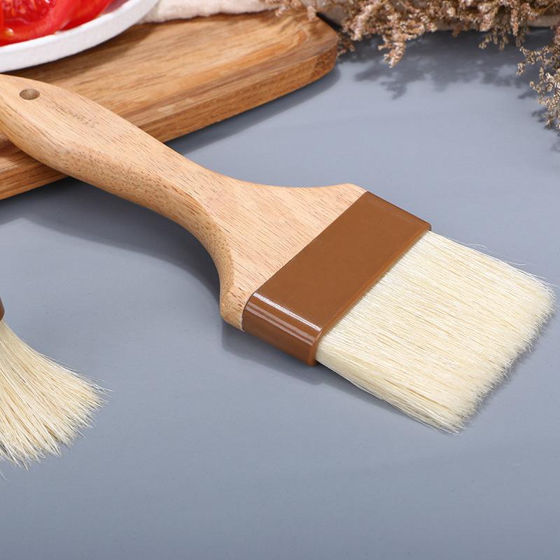 Kitchen Cooking Brushes Barbecue Oil Brush Wooden Handle Bristle Brushes Flat Pastry Baking Brush