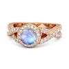 Moonstone Halo Accents Ring -925 Sterling Silver Rose Gold Vermeil