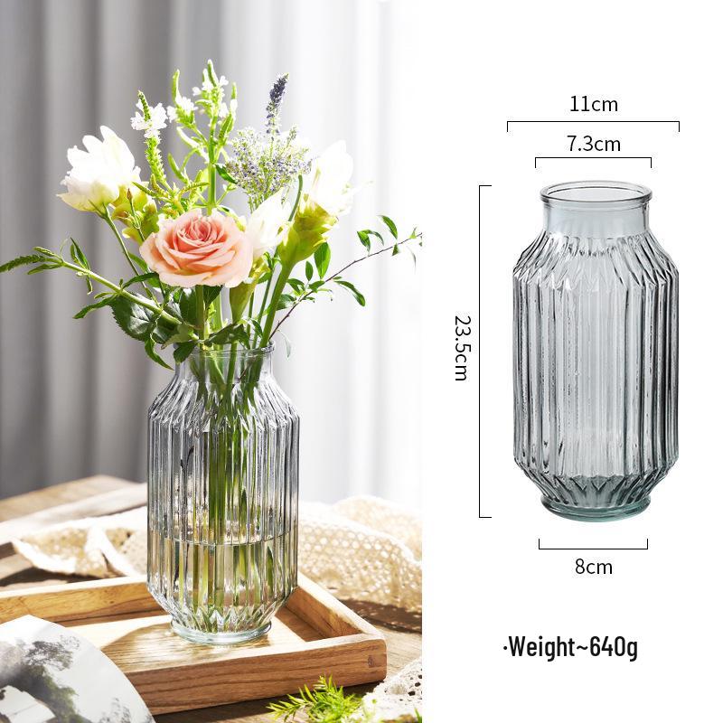 Nordic Cone-Shaped Transparent Glass Vase for Lucky Bamboo and Flowers