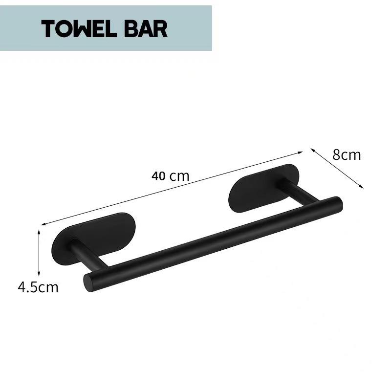 304 Stainless Steel Punch-Free Bathroom Set: Towel Rack, Tissue Holder, Robe & Hat Hook (4 Pieces)