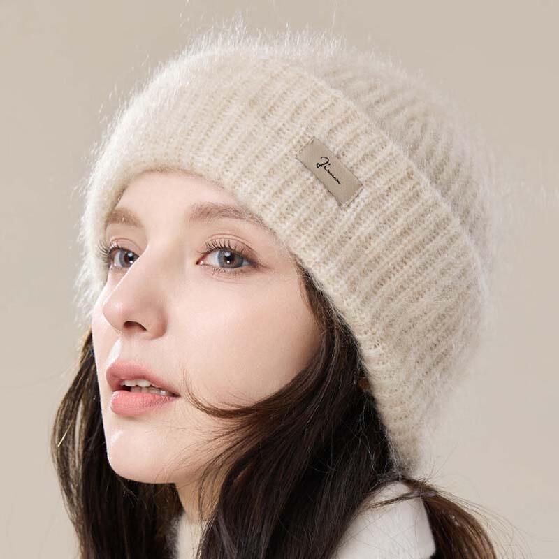 JIUMU Women s Mohair Wool Blend Knit Beanie Hat One Size