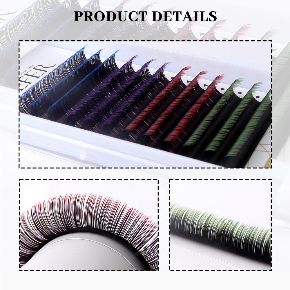 Befer Ombre Blue Purple Green Red Colored Eyelashes for Extension Colorful Individual Lashes Cosplay Gradient Eyelash Extensions