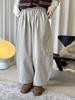 Louvre Winter Japanese Style Elastic Fleece Wide-Leg Balloon Pants - Women's Relaxed Fit