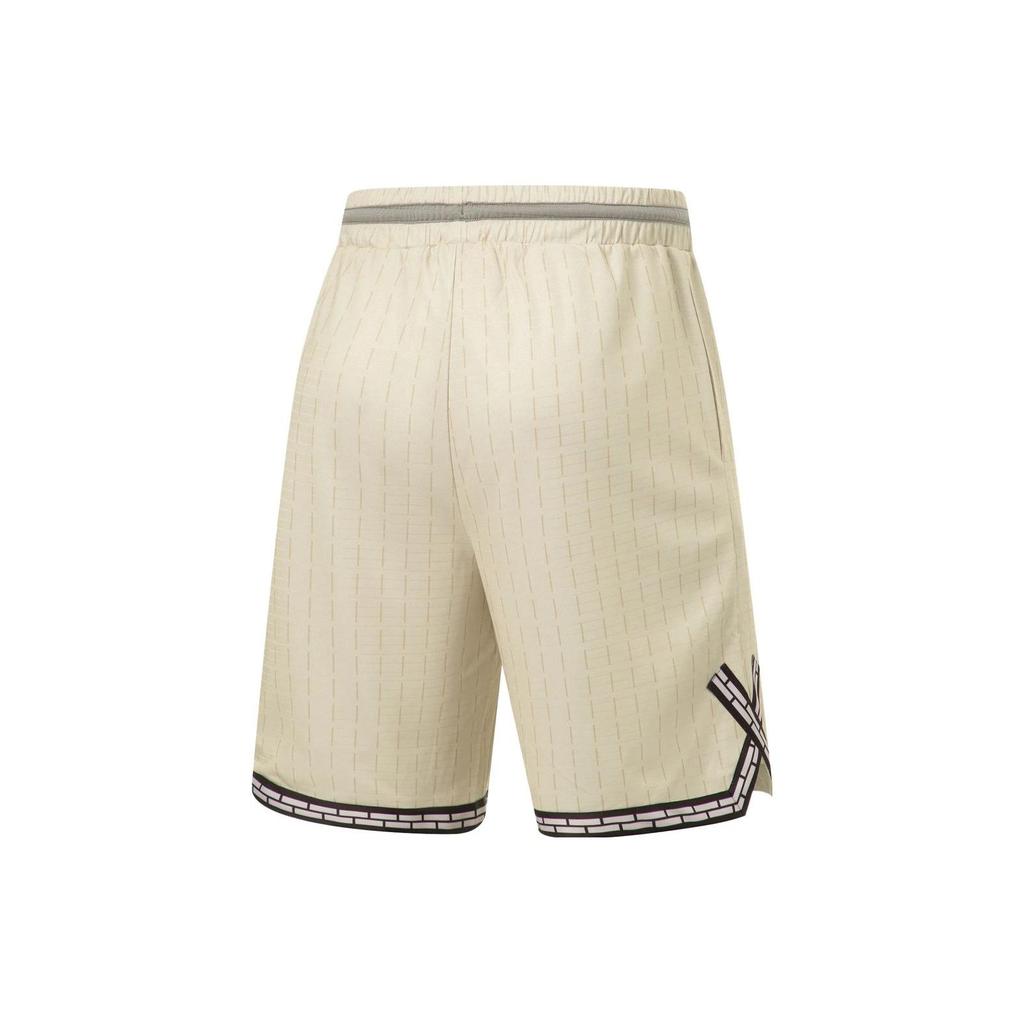 Li-Ning Sports Basketball Series Logo Print Drawstring Elastic Waist Straight-Leg Quick-Dry Loose Basketball Shorts Men Bottoms AAPT561-2