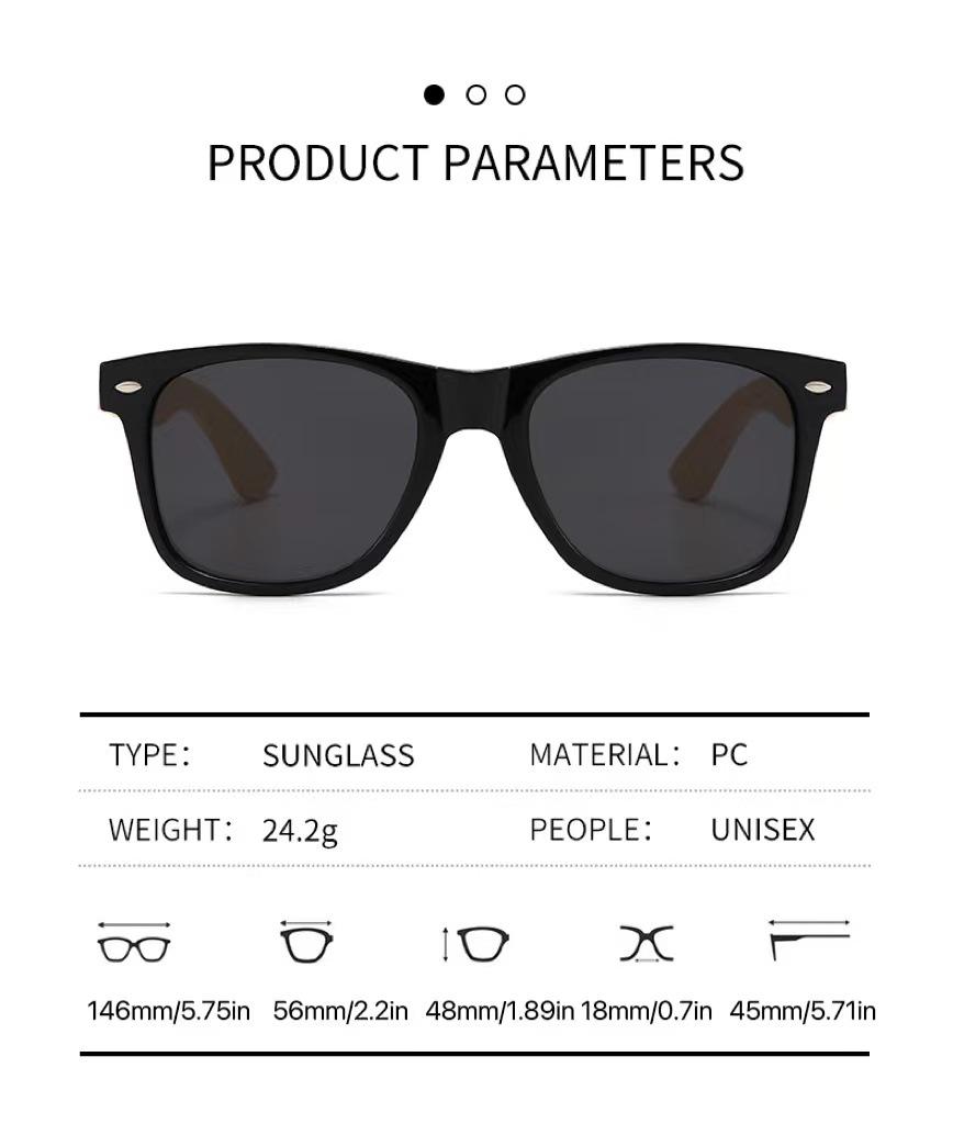 Retro Polaryzacyjne Okulary Bambusowe z Bambusowymi Zausznikami Mao - Unisex Styl Europejski i Amerykański