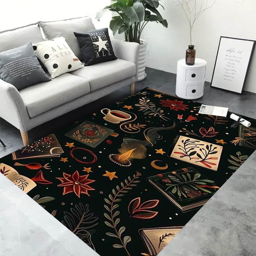 Vintage Pflanzen Wildblumen Bereichsteppich für Zuhause Wohnzimmer Schlafzimmer Küche Teppich Rutschfester Flanellteppich Maschinenwaschbare Fußmatte