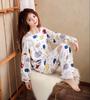 Women's Long-Sleeve Cartoon Pajama Set - Cute Korean Style Homewear for Autumn, Winter, Spring - Plus Size Available