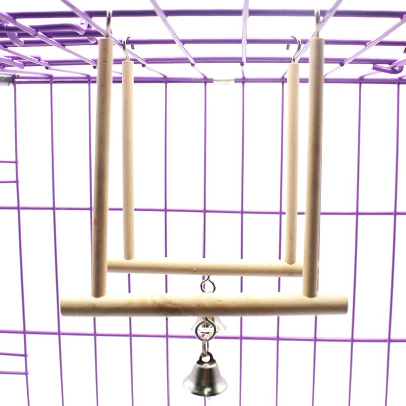 Wooden Birds Cage Perch Parrot Toys Stand Holder Natural Wood Swing Pet Supplies