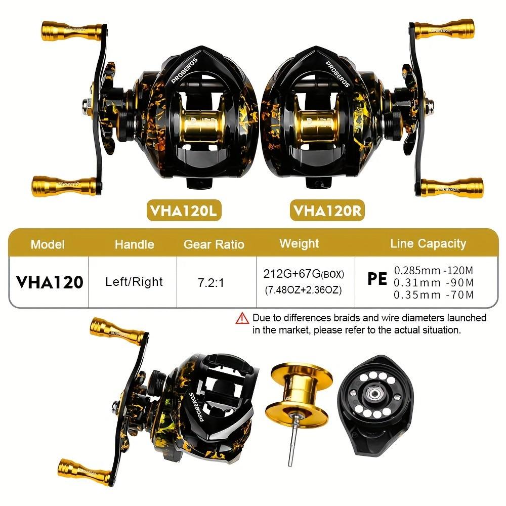 High-Speed Baitcast Reel, 7.2:1 Gear Ratio, Aluminum Metal Spool, 17.64LB Max Drag, Magnetic Brake System, Ergonomic Handle for Precision Control
