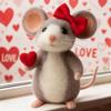 Wool Felt Mouse Ornaments Handmade Felt Valentines Day Decor  Anniversary Gift